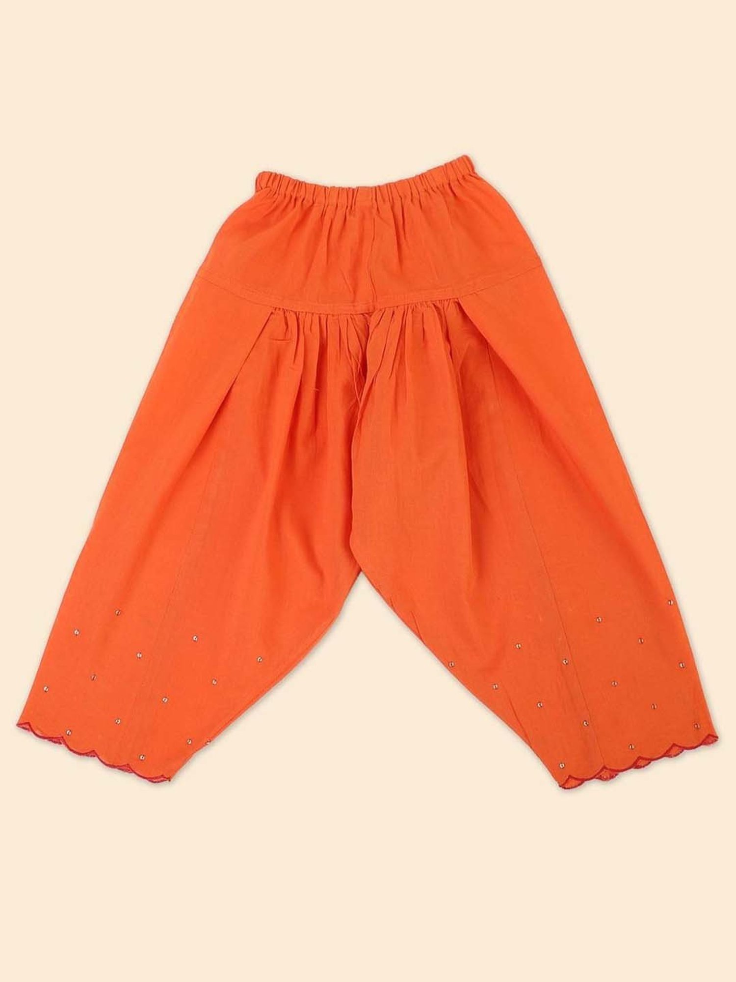 Fabindia Kids Pink & Orange Embellished Kurti & Salwar