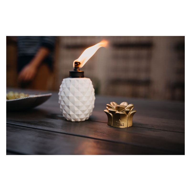6.5" 3pk Pineapple Paradise Glass Table Torch White/Gold - TIKI