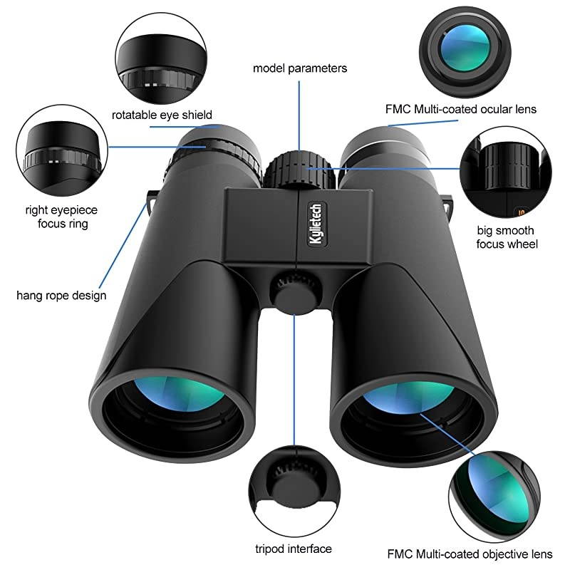 12X42 Binoculars with Phone Adapter Professional HD Compact Waterproof and Fogproof Telescope SportsBAK4 Prism FMC Lens for Bird Watching Hiking Stargazing Hunting Concert with Carrying Bag