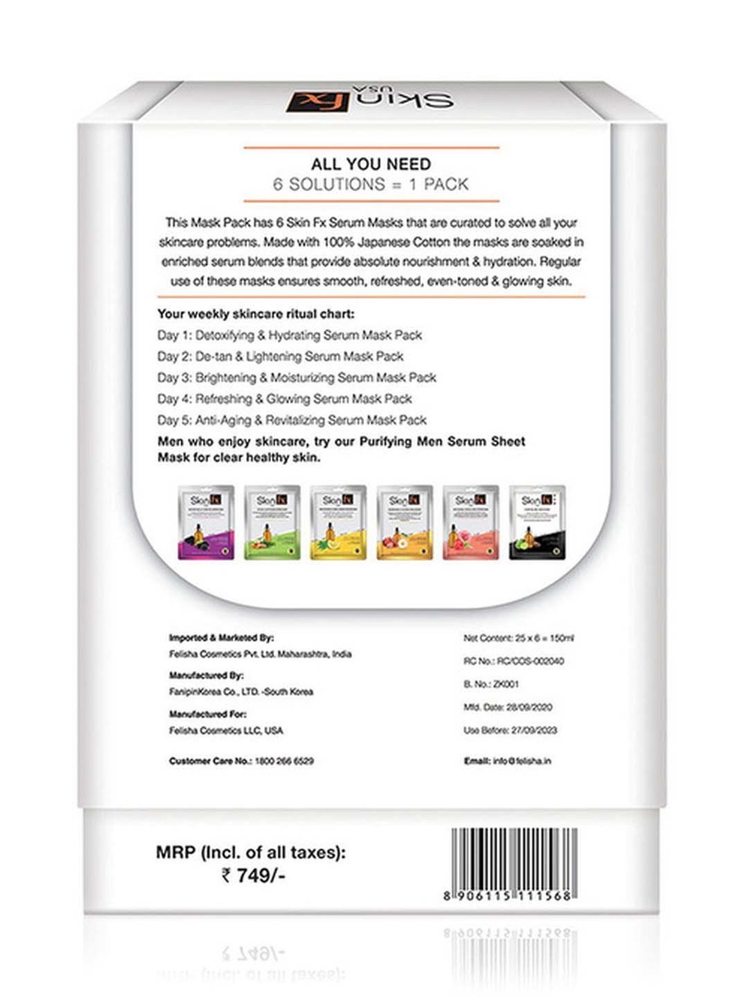 Skin Fx 6 Serum Mask All You Need 6 Solutions in 1 Pack