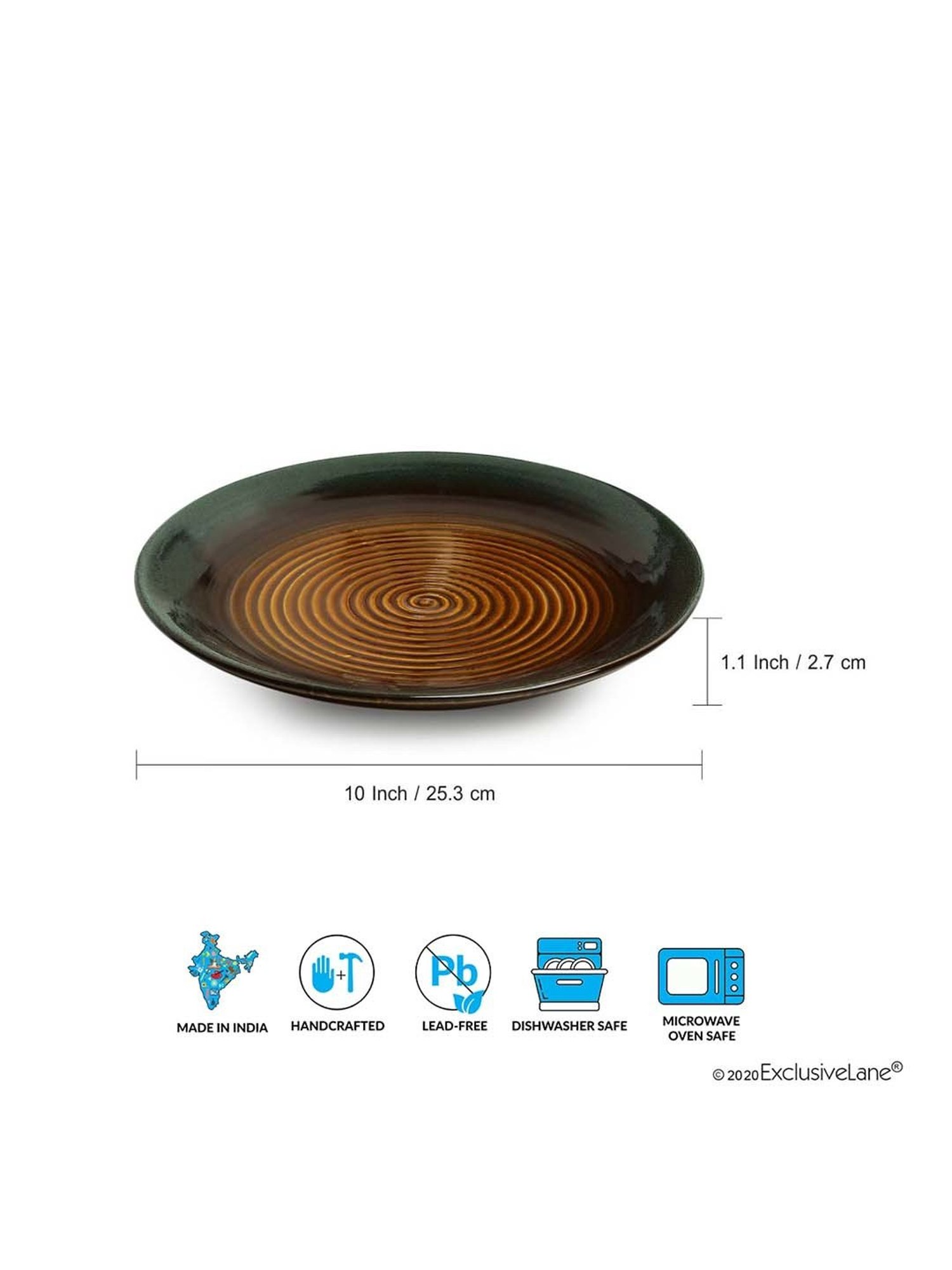 Pure Home and Living Transparent Glass Textured Dinner Plates