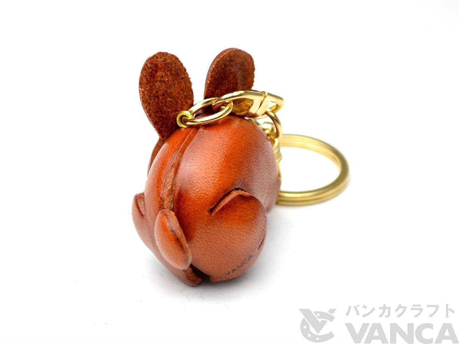 Rabbit Animal 3D Leather Keychain(L) VANCA CRAFT-Collectible Keyring Charm Pendant Made in Japan