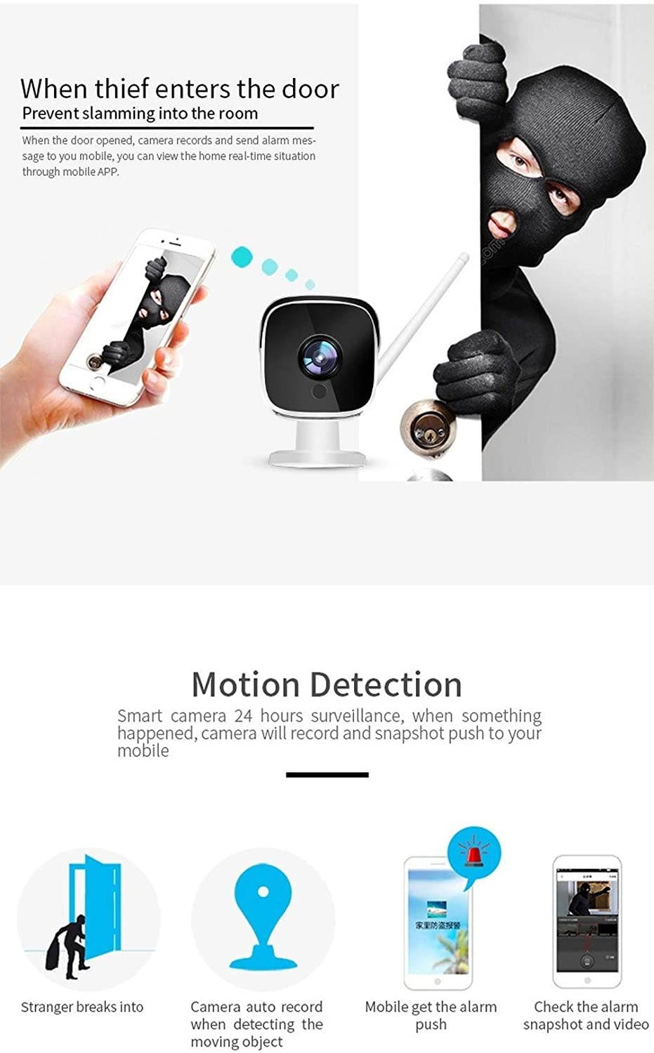 Wireless WiFi Video Doorbell Phone Door Ring Intercom Camera PIR Motion Detect