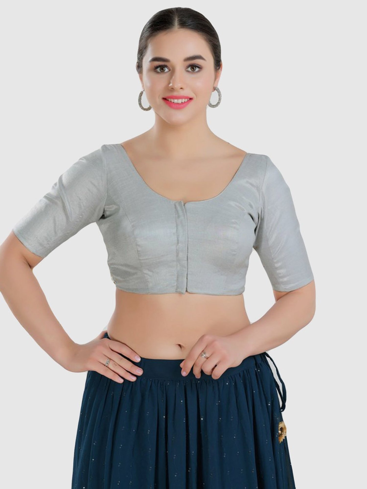 Salwar Studio Silver Plain Blouse