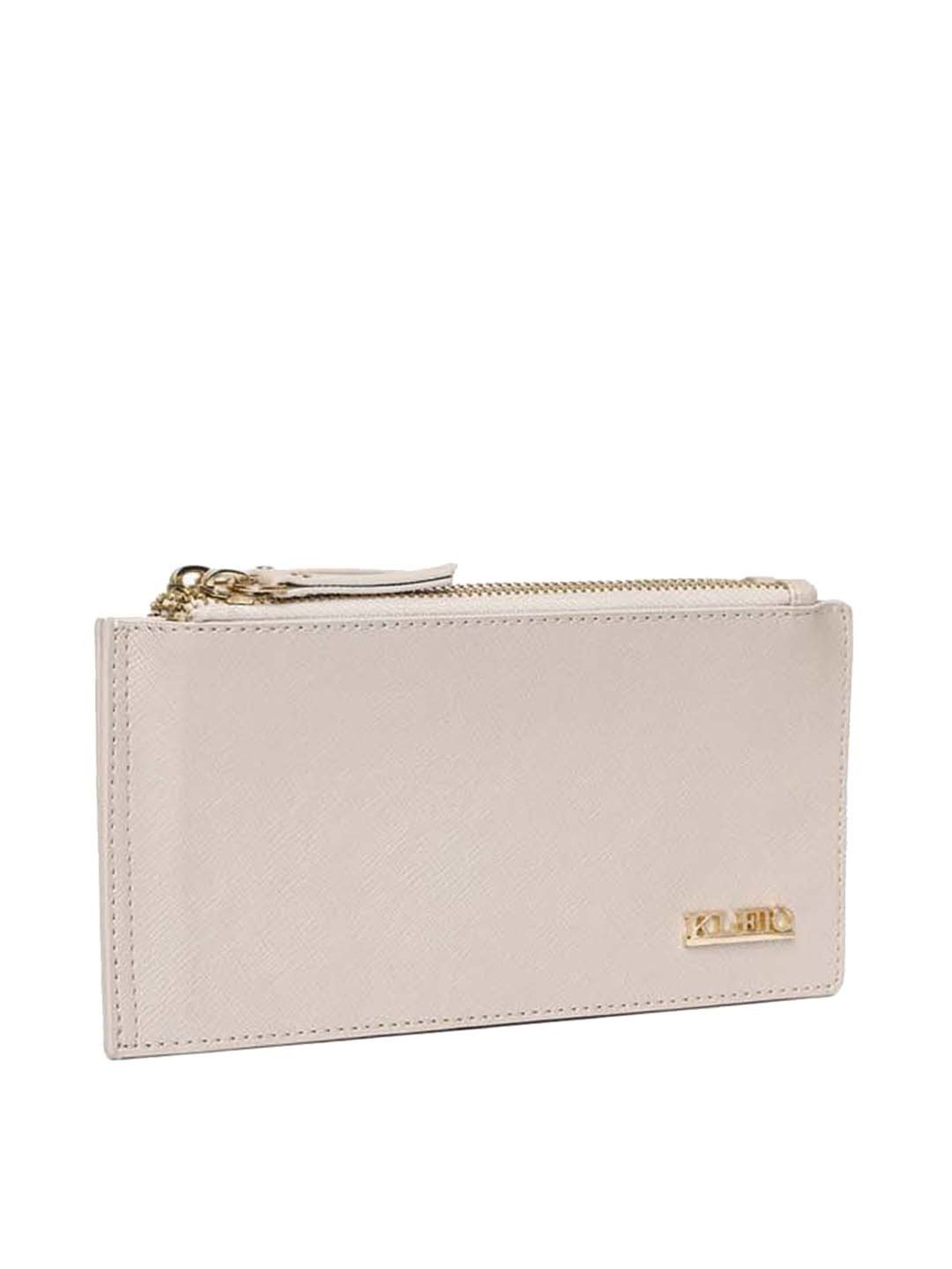 KLEIO Cream Solid Bi-Fold Wallet for Women