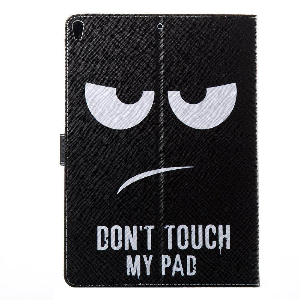 EIGIIS Pretty Cute Style Premium Leather Multi-Functional Case With Card Slots Wallet Cove For Apple Ipad Pro 10.5" 2017 (Black Eyes)