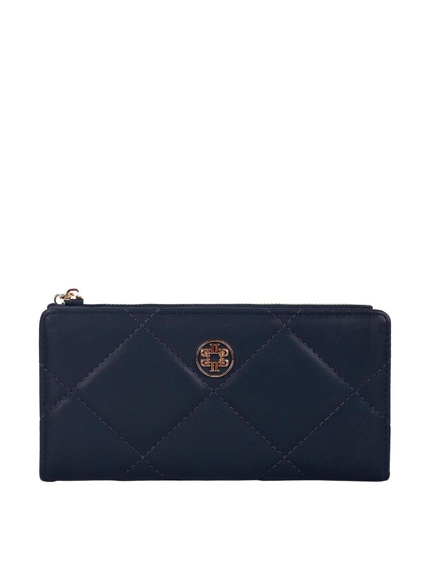 Lino Perros Navy Synthetic Quilted Bi-Fold Wallet