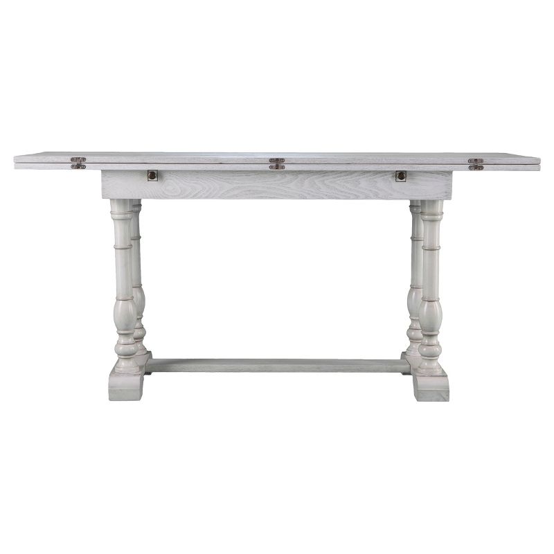 Edendale Farmhouse Folding Trestle Console To Extendable Dining Table Distressed White - Aiden Lane