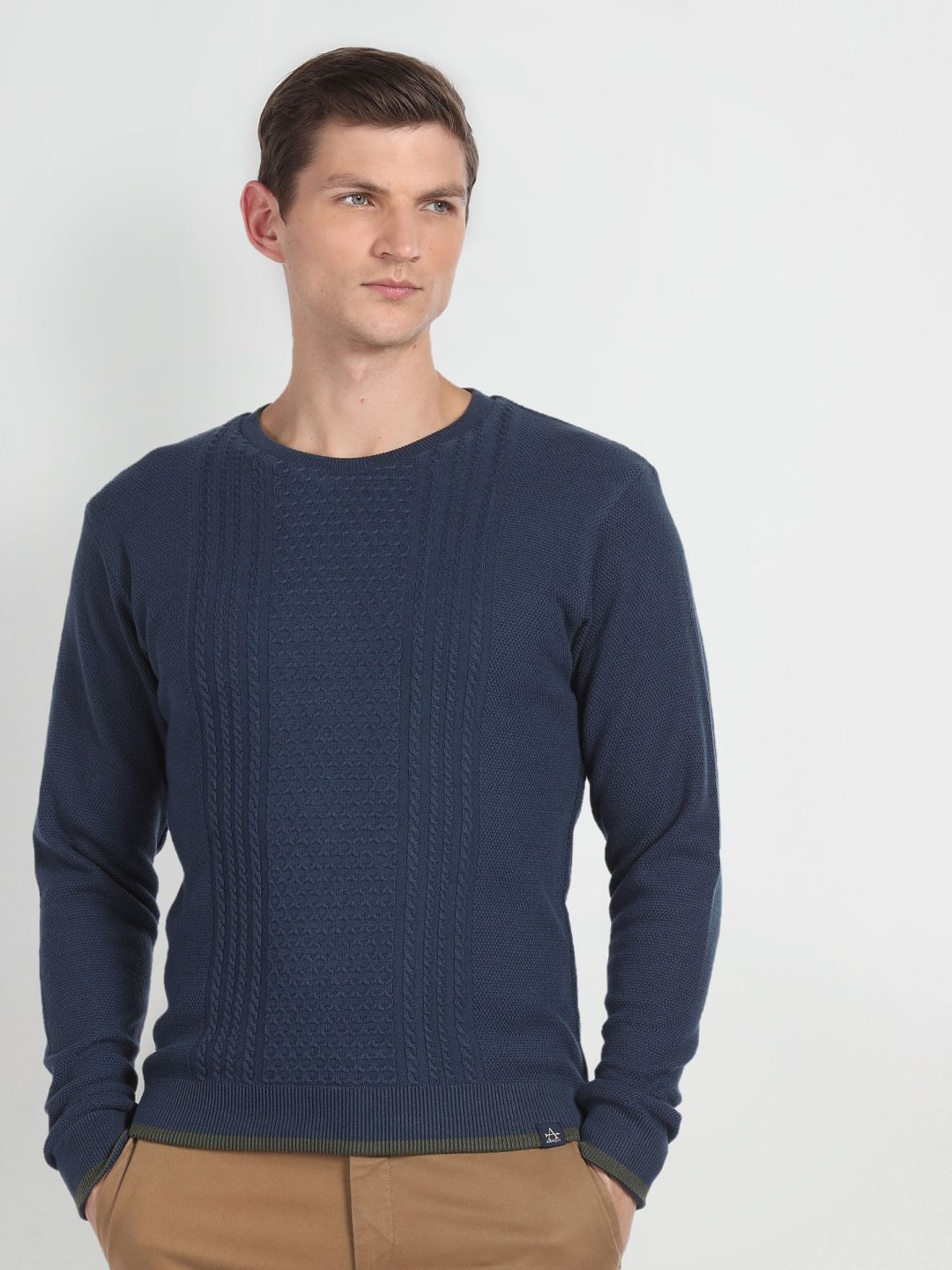 Arrow Sport Navy & Olive Regular Fit Sweater