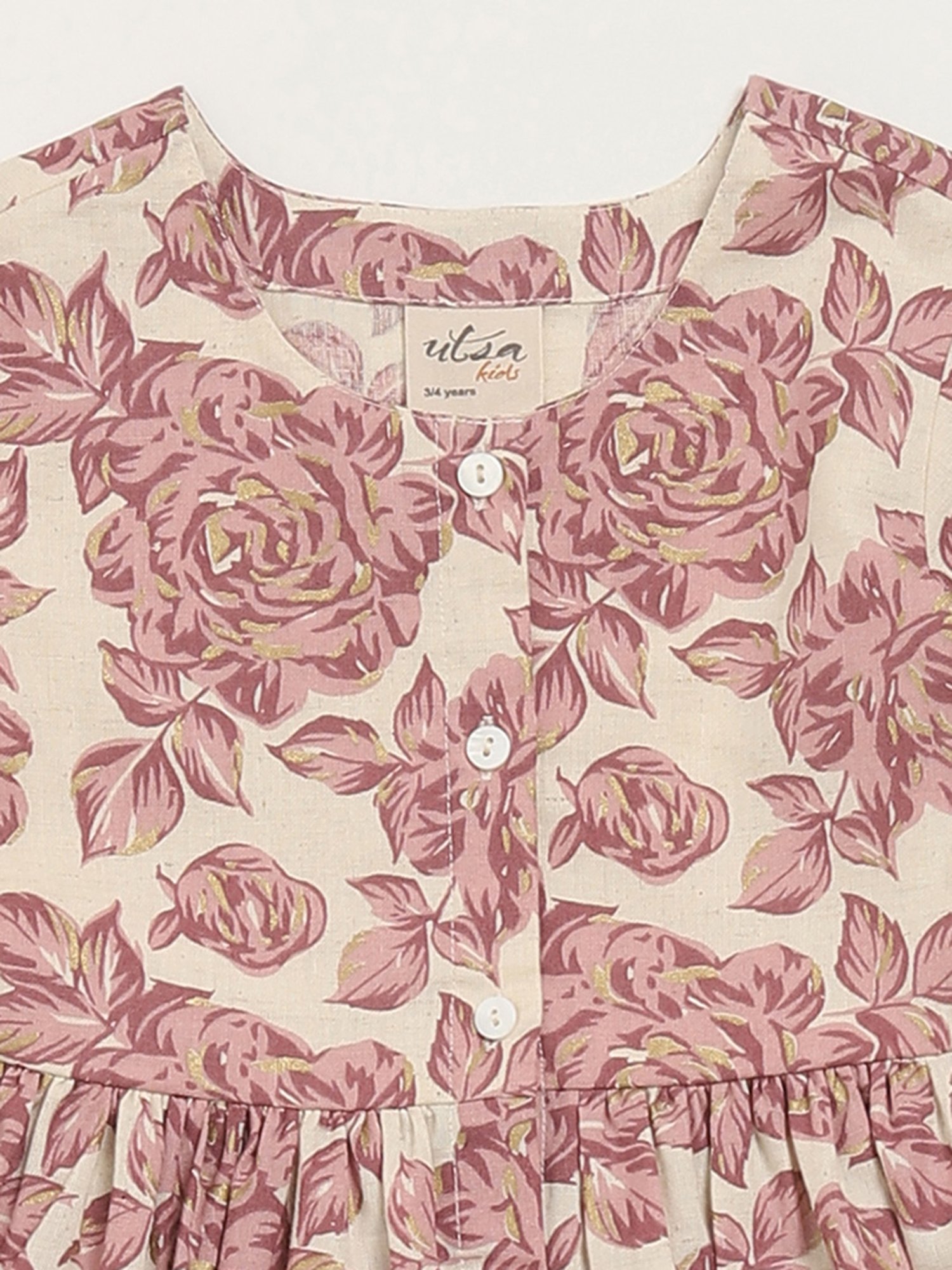 Utsa Kids by Westside Lilac Floral Print A-Line Dress