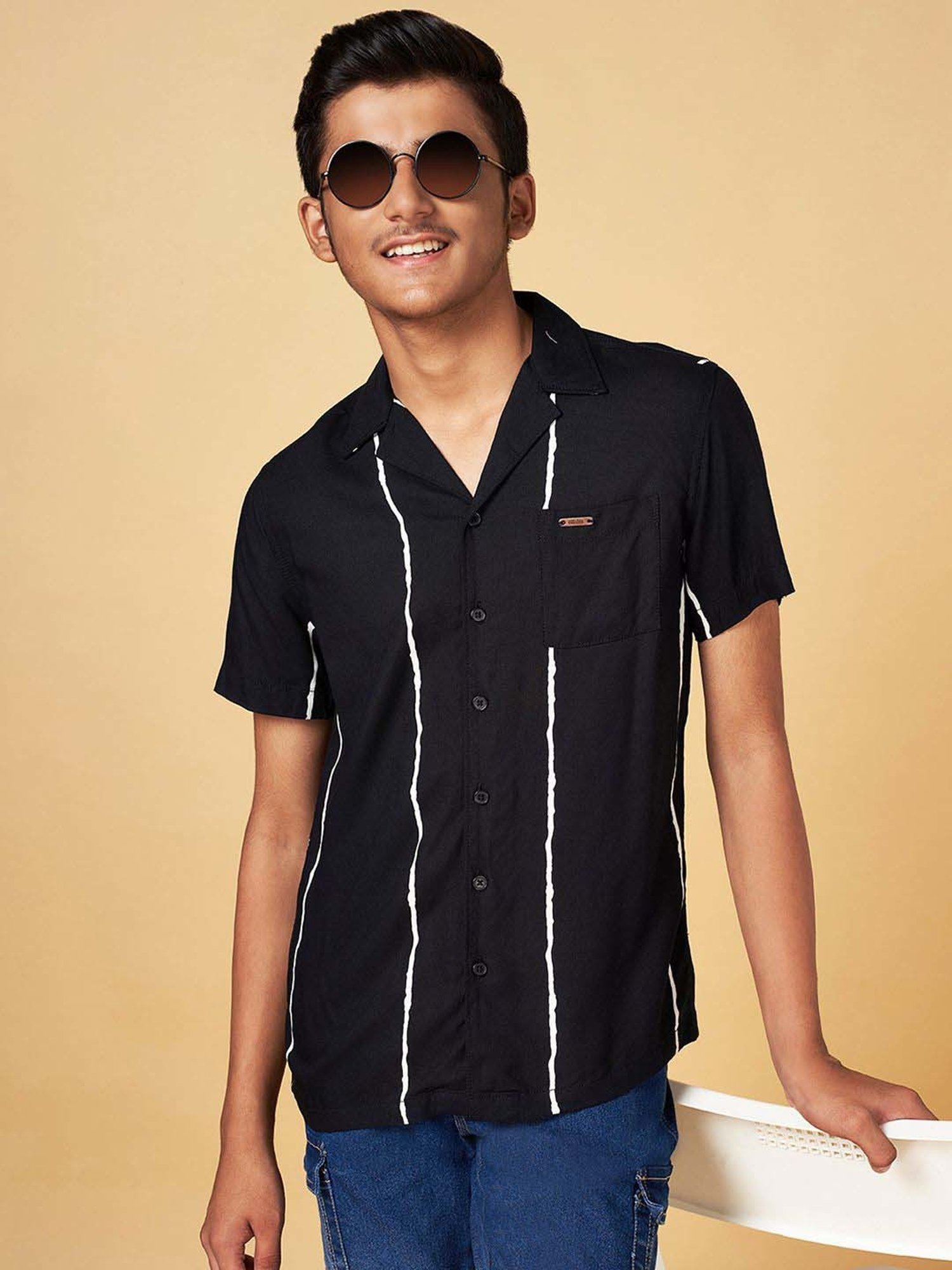 Coolsters by Pantaloons Kids Black Cotton Printed Shirt