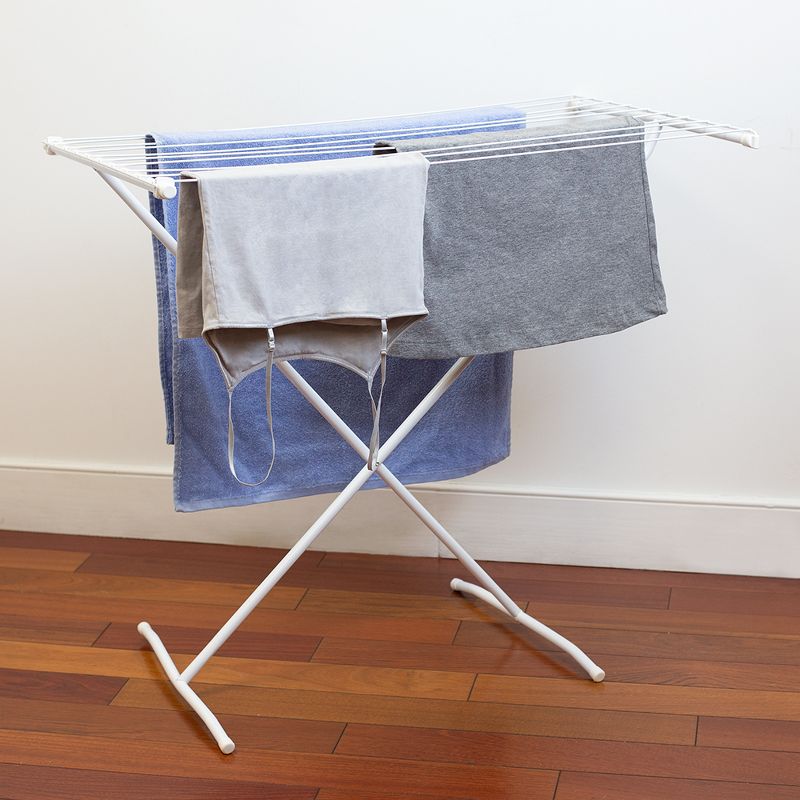 Sunbeam Folding 10 Rod Metal Clothes Drying Rack, White