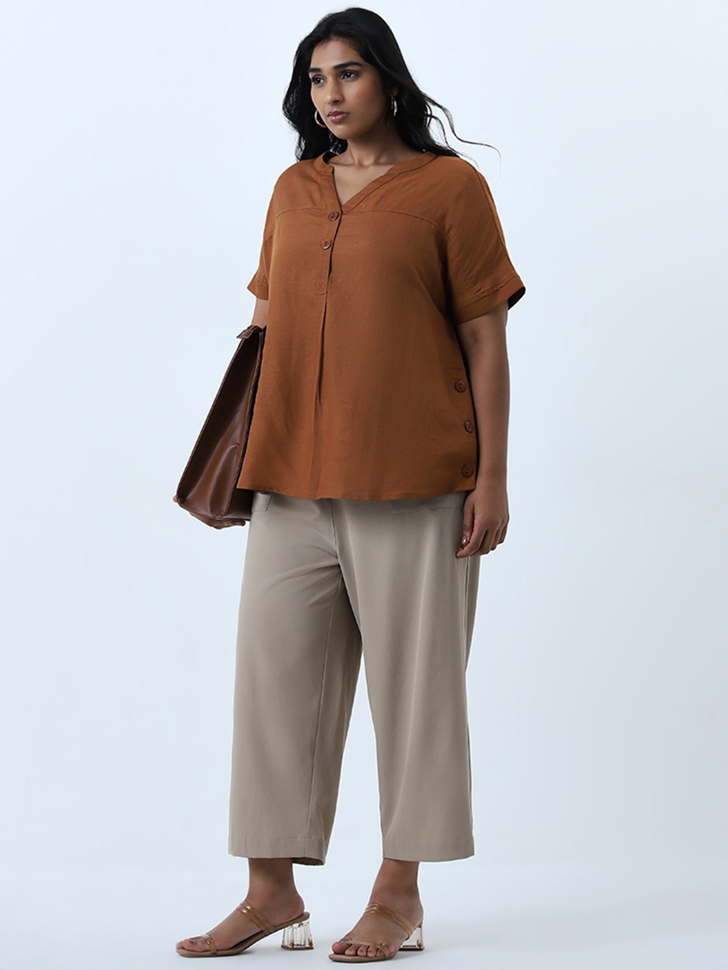 Gia by Westside Brown Solid Top