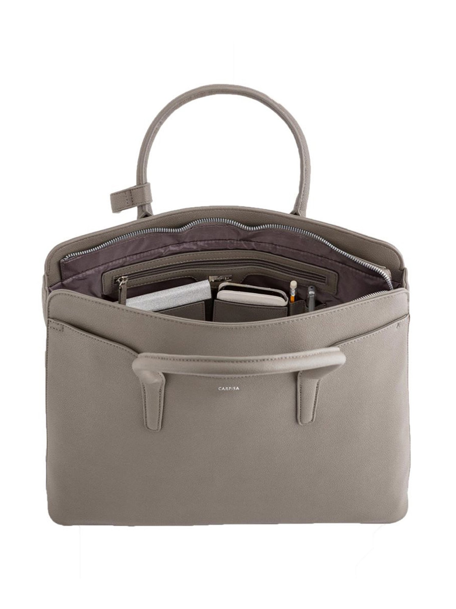 Carpisa New Mandy V2 Smoke Grey Faux Leather Solid Laptop Messenger Bag