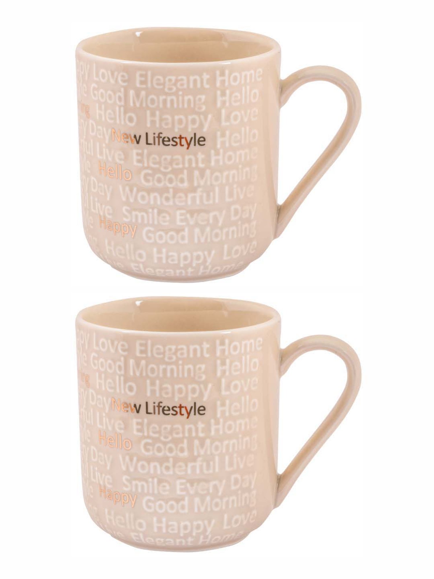 White Gold Light Brown Porcelain 8.5 cm Mug - Set of 2