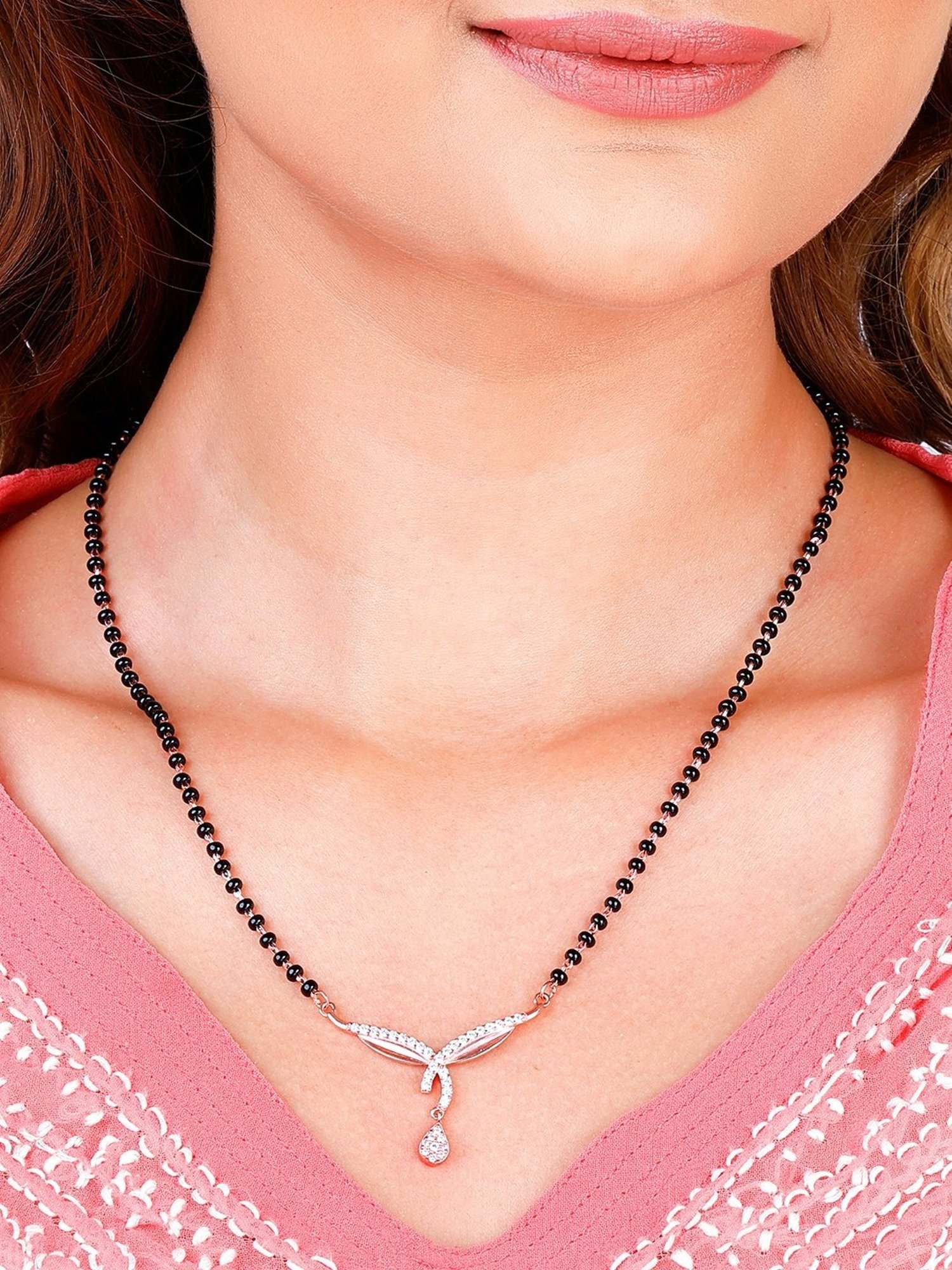 GIVA 92.5 Sterling Silver Rose Gold Vows of Love Mangalsutra