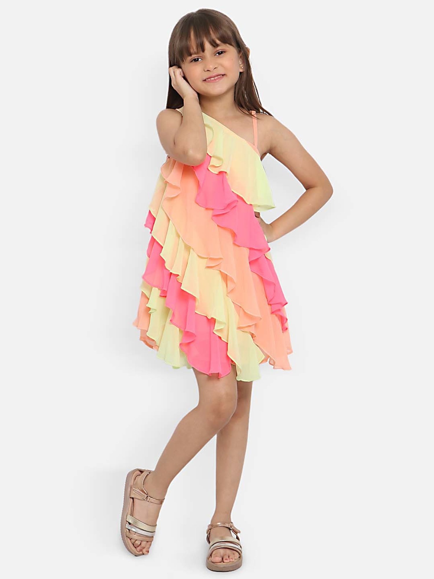 Nauti Nati Kids Multicolor Solid Dress