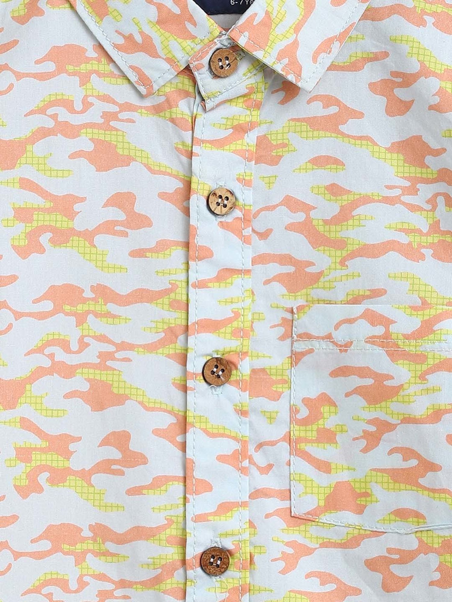 Tales & Stories Kids Blue & Peach Cotton Printed Full Sleeves Shirt