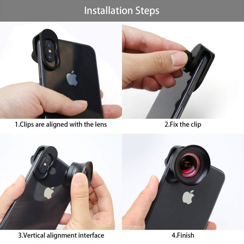 Phone Camera Lens Pro - ANGFLY 4K HD 2 in 1 Aspherical Wide Angle Lens & Super Macro Lens,Clip-On Cell Phone Camera Lenses Compatible with iPhone,Android,Samsung Mobile Phones and Tablets