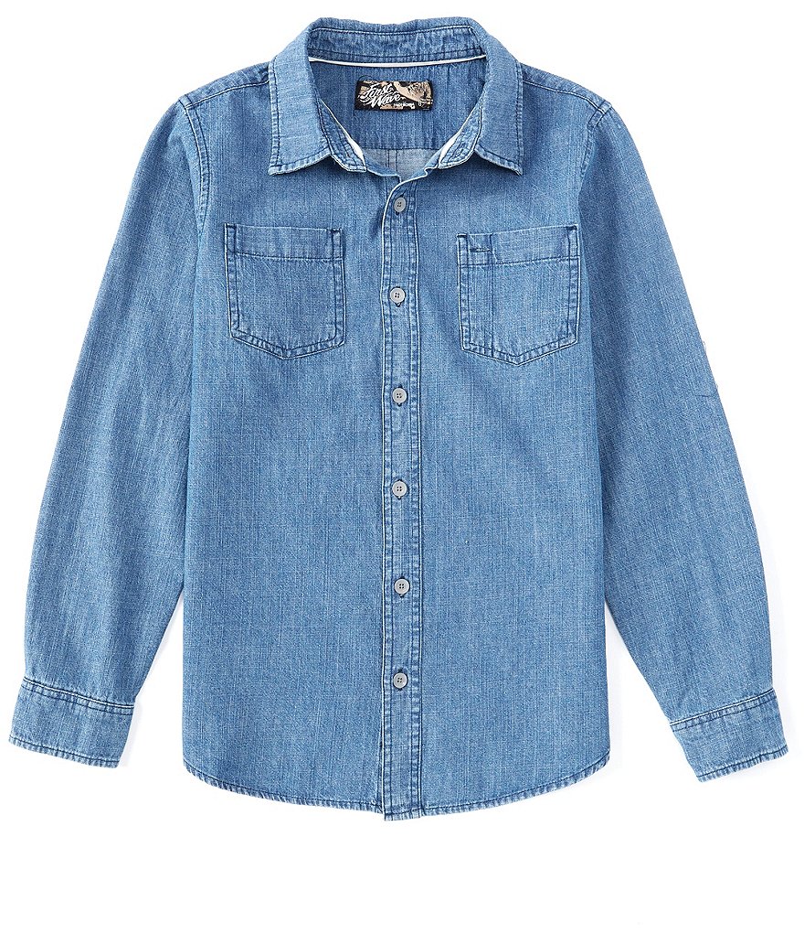 First Wave Big Boys 8-20 Long-Sleeve Denim Shirt