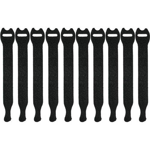 Pearstone 1 x 10" Touch Fastener Straps (Black, 10-Pack)