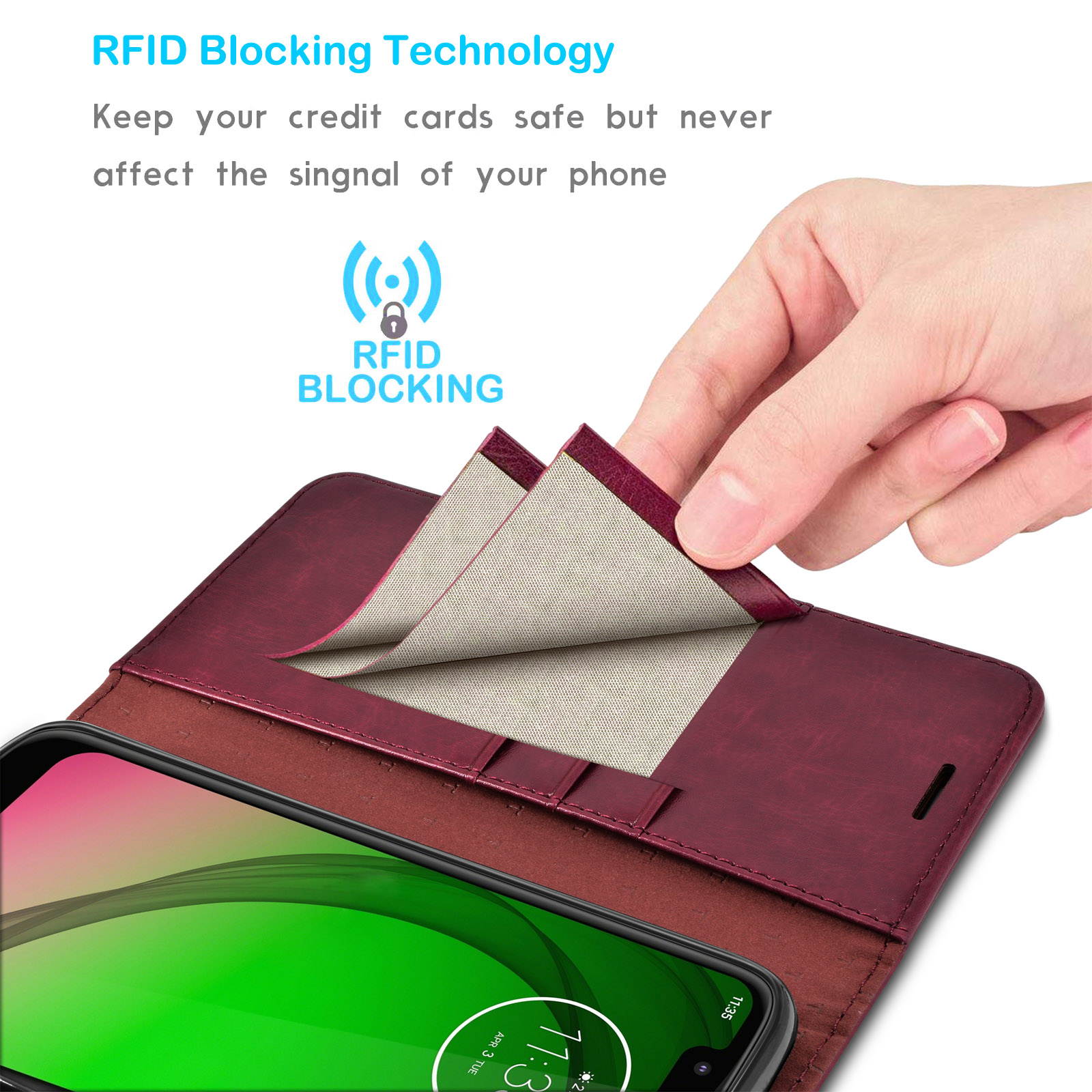 Moto G7 Power Case, Motorola Moto G7 Optimo Maxx/Moto G7 Supra Wallet Case, Tekcoo Premium [RFID Blocking] Cash ID Credit Card Slots Holder Carrying Vegan Leather Folio Flip Cover Cases [Black]