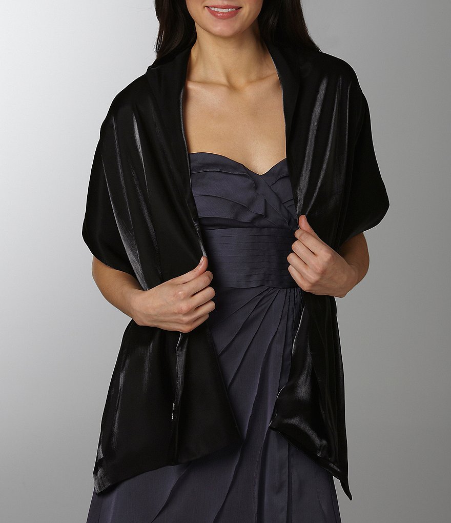 Cejon Metallic Crocheted Fringe Metallic Evening Wrap