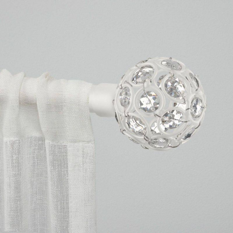 36"-72" Rings 1" Adjustable Window Curtain Rod and Finial Set Matte White - Exclusive Home