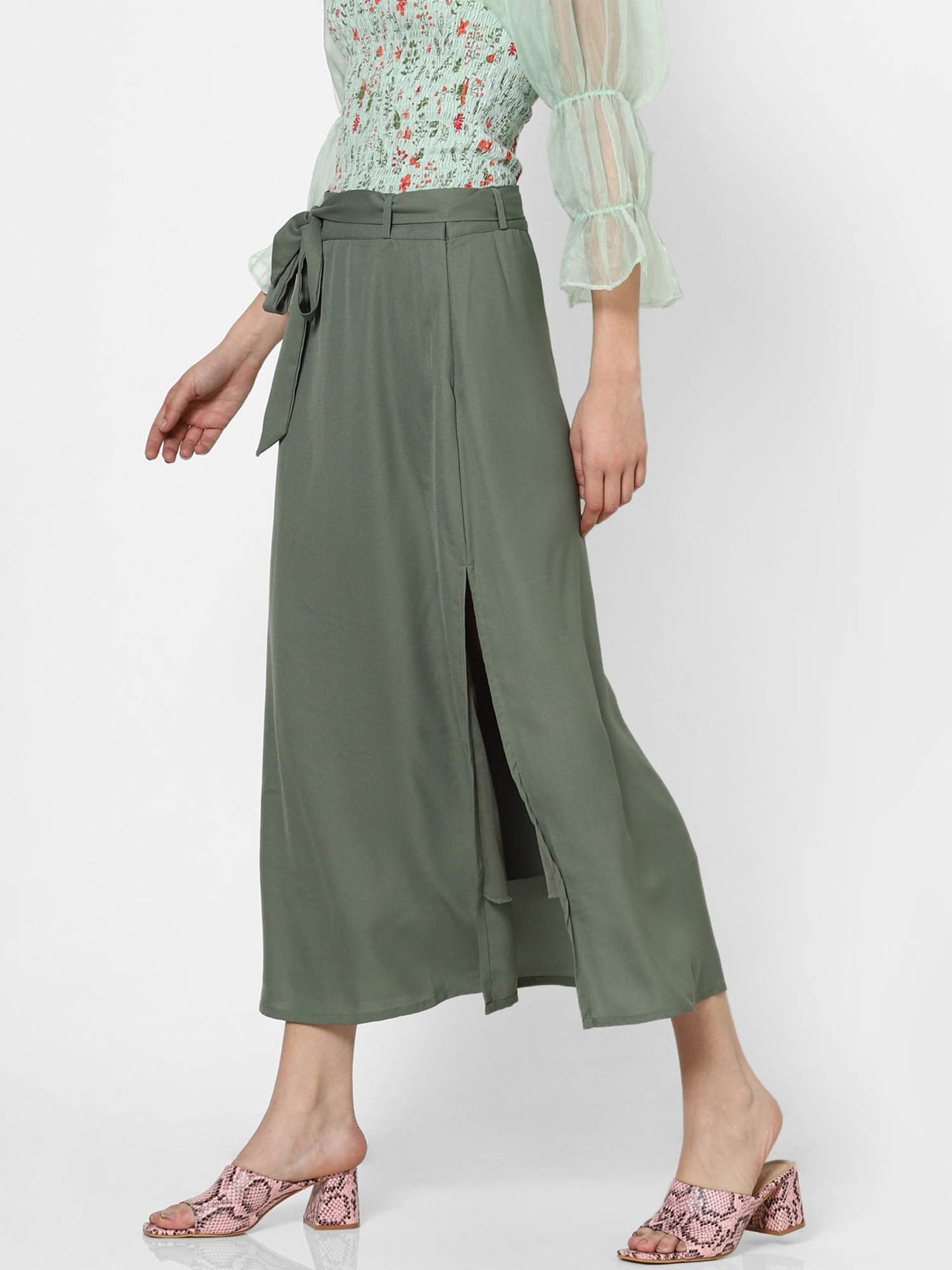 Forever 21 Khaki Below Knee Skirt