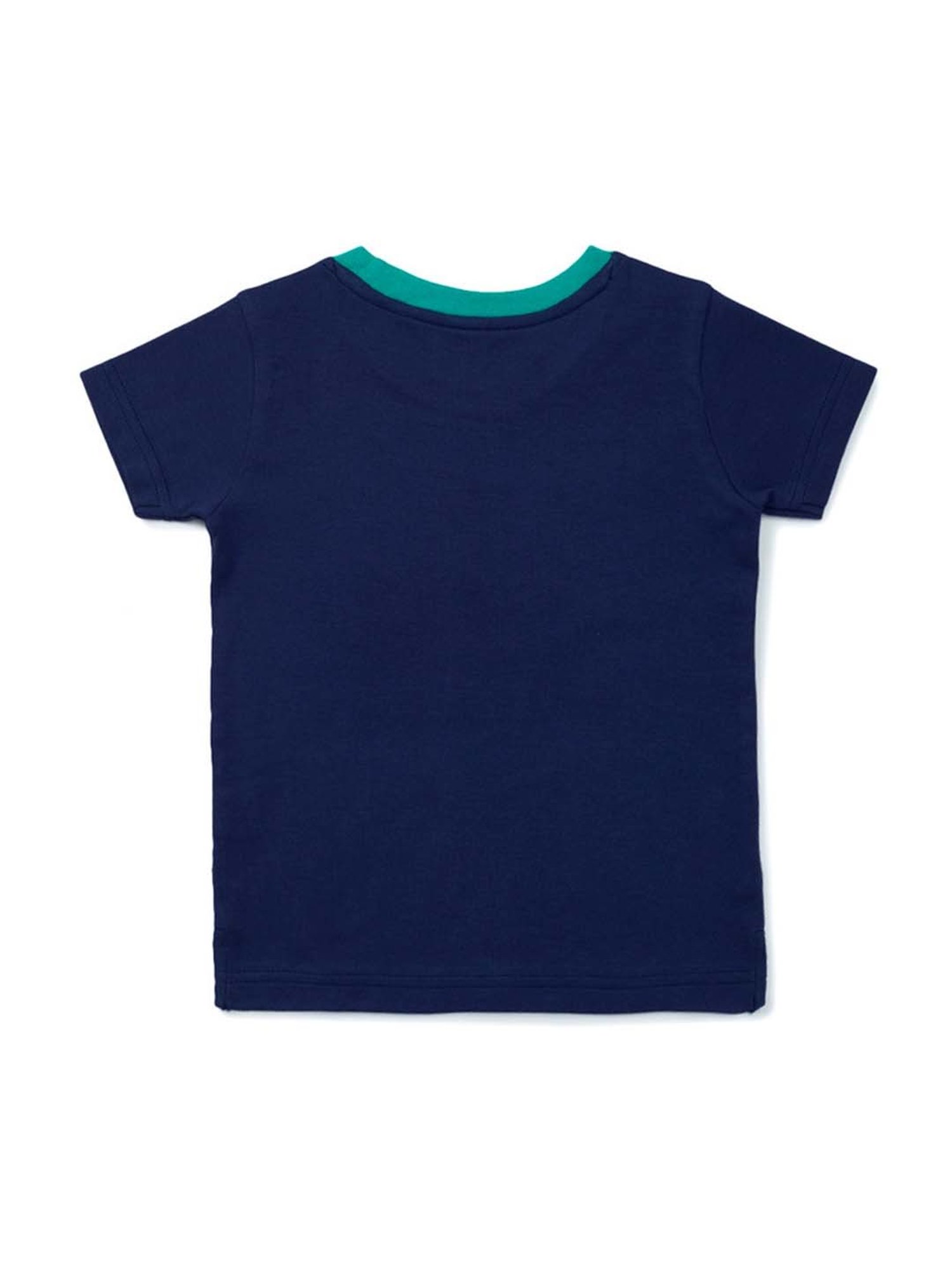 Pranava Kids Blue & Green Printed T-Shirt (Pack of 2)
