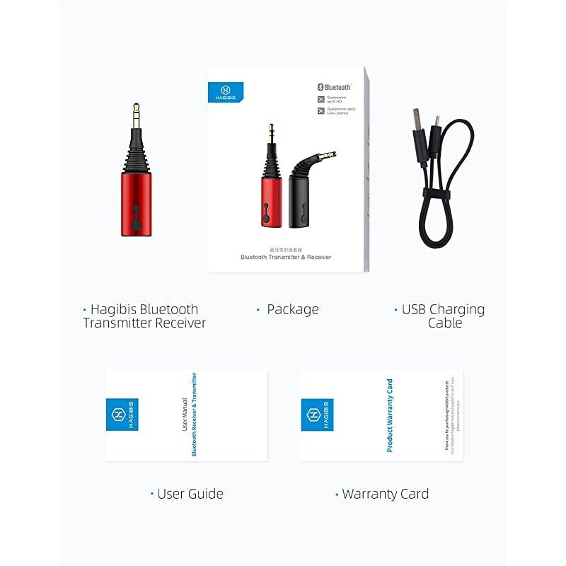 Bluetooth 50 Transmitter Receiver 2 in 1 Wireless aptX LL Audio 35mm Jack Adapter Support aptX Low Latency for TVCarNintendo SwitchSpeaker Support RX TWS TX 1 to 2 Red