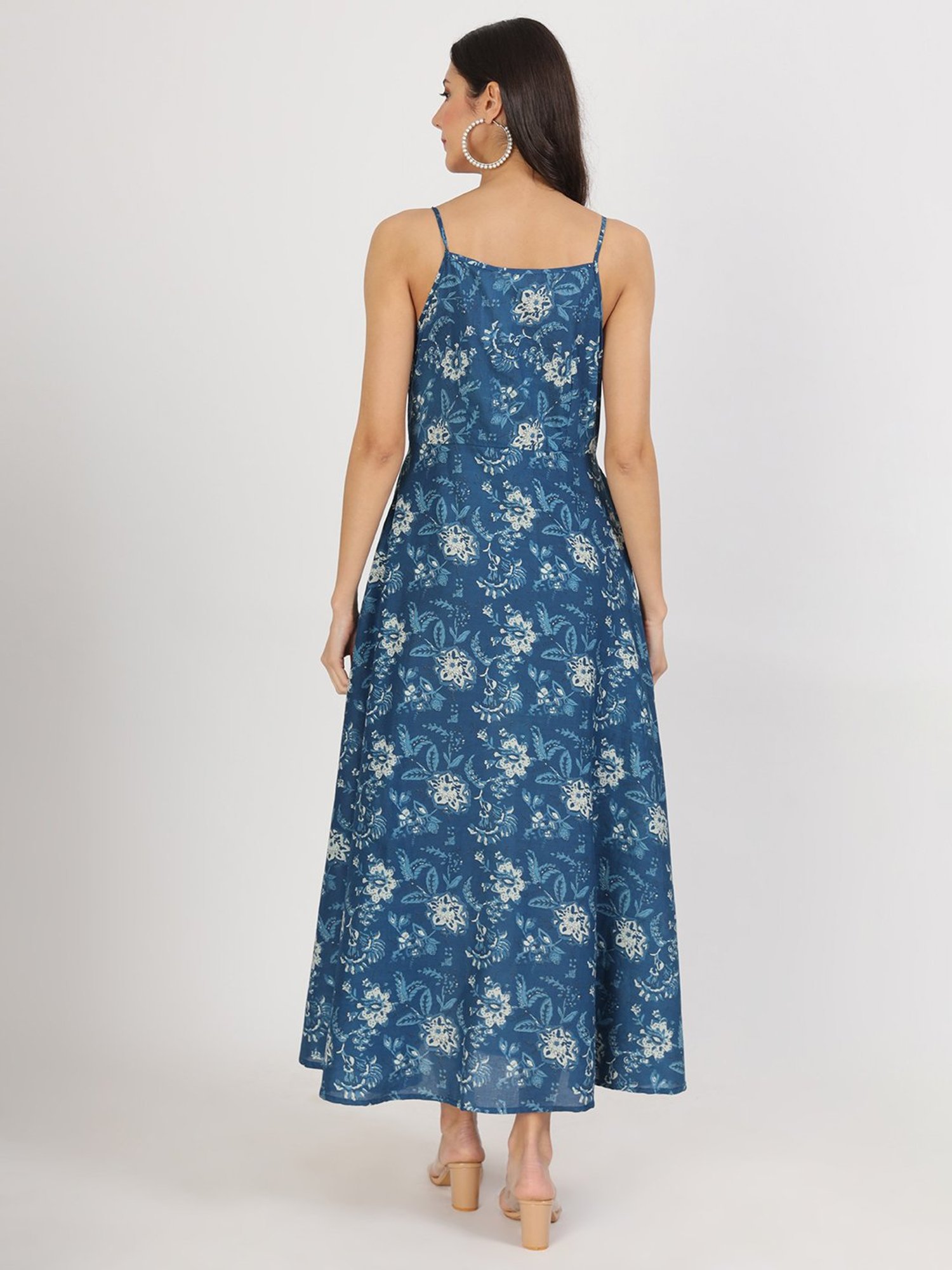 Divena Indigo Floral Print Ethnic Dress