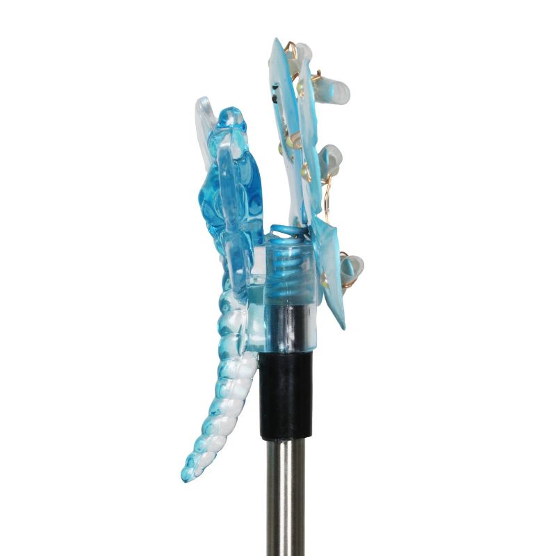 33.85" Metal and Acrylic Solar Dragonfly Stake Blue - Exhart