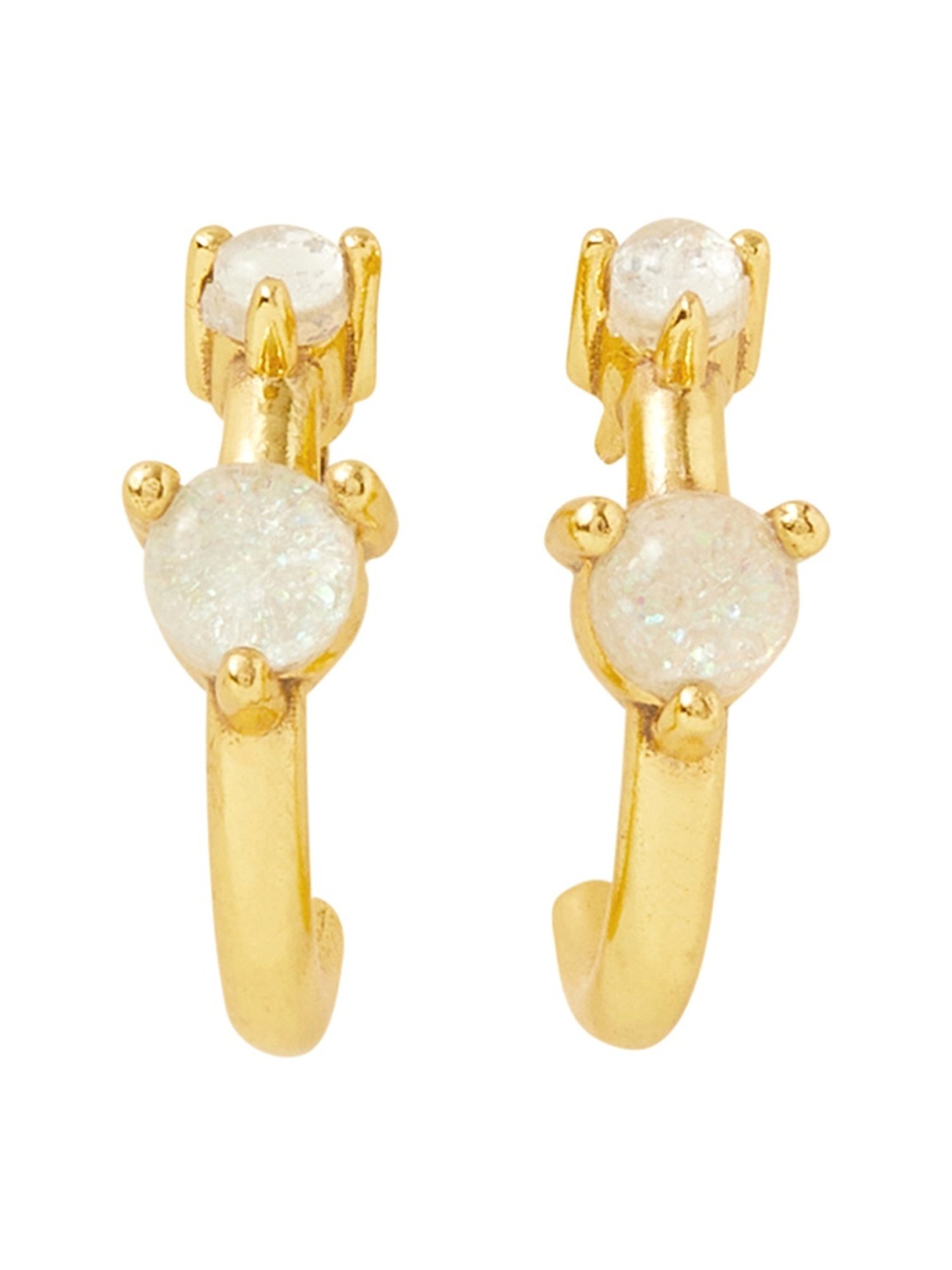 Accessorize London Real Gold-Plated Faux Opal Chunky Hoops