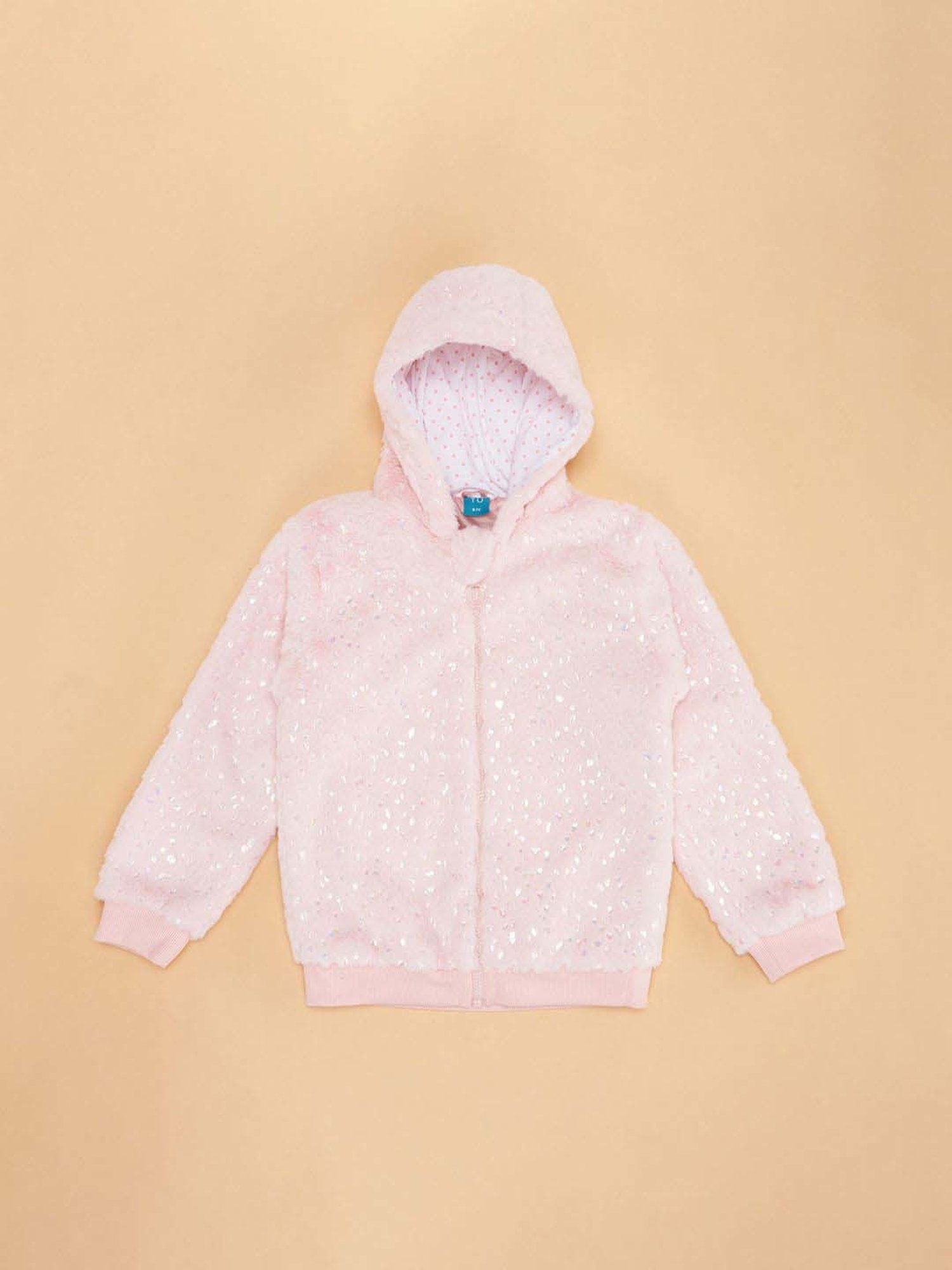 YU by Pantaloons Kids Pink Self Pattern Full Sleeves Jacket