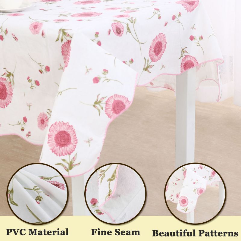 53"x53" Square Vinyl Water Oil Resistant Printed Tablecloths Pink Sunflower - PiccoCasa