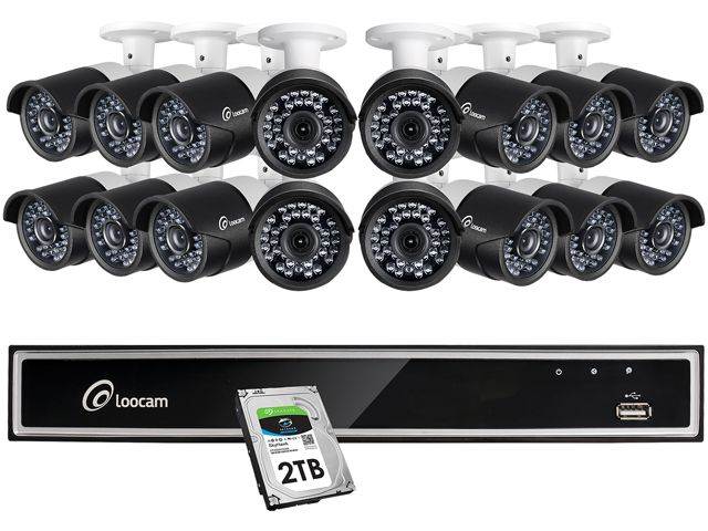 Loocam 16 Channel Security Camera System for Home, 1080p 16 Channel DVR Recorder with (16) 1080p Night Vision Weatherproof Surveillance CCTV Camera Outdoor and Indoor (2TB Hard Drive Built-in)