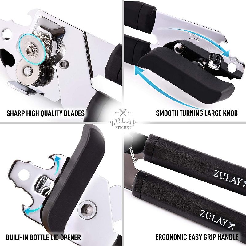 Zulay Kitchen Can Opener - Nylon Handle - Black