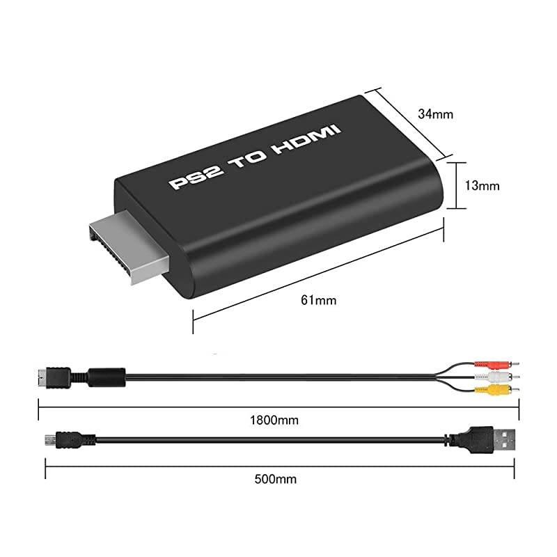PS2 to HDMI Adapter  PS2 HDMI Video Converter with 35mm Audio Output AV to HDMI Signal Transfer 1080P PS2 Video Adaptor Compatible with PS2 Console PlaystationHDTV HDMI Monitor