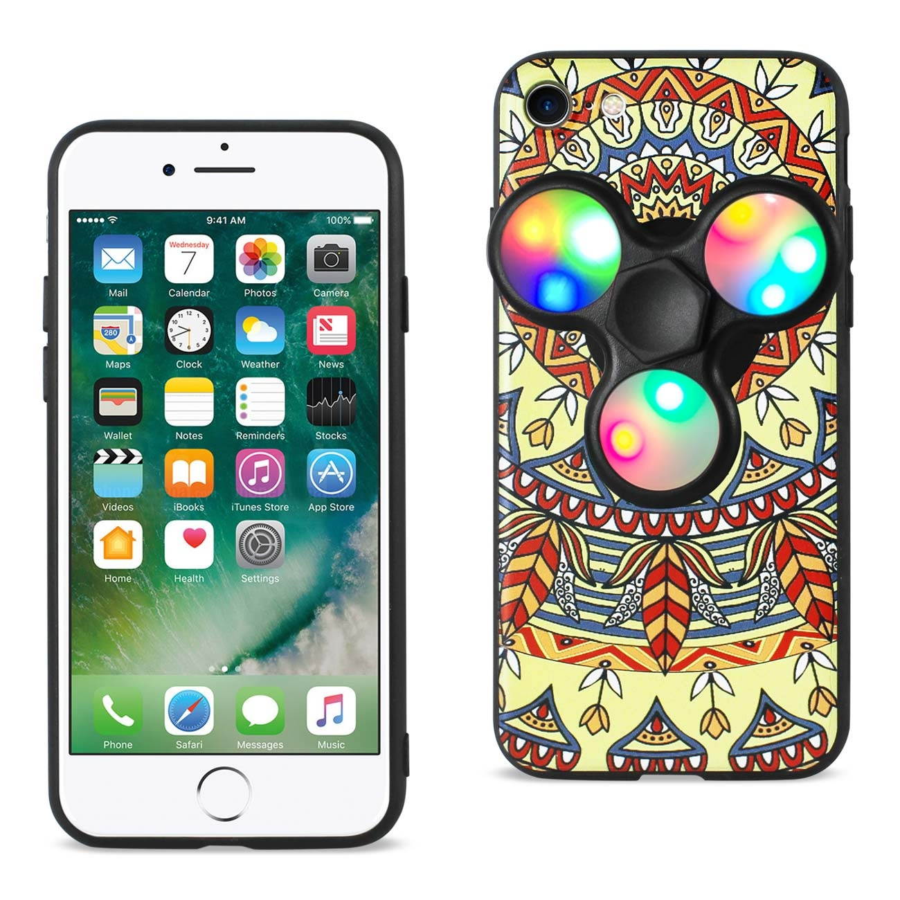 REIKO DESIGN THE INSPIRATION OF TERRE IPHONE 7/ 6/ 6S CASE WITH LED FIDGET SPINNER CLIP ON IN SAFFRON