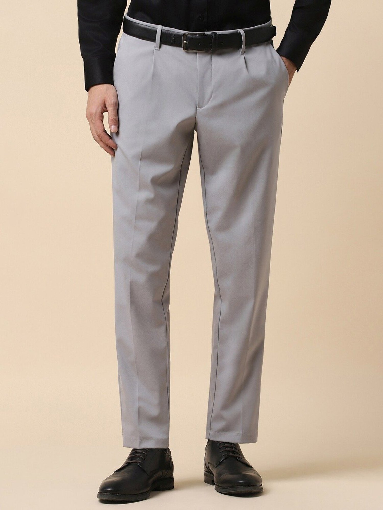 Allen Solly Grey Slim Fit Trousers