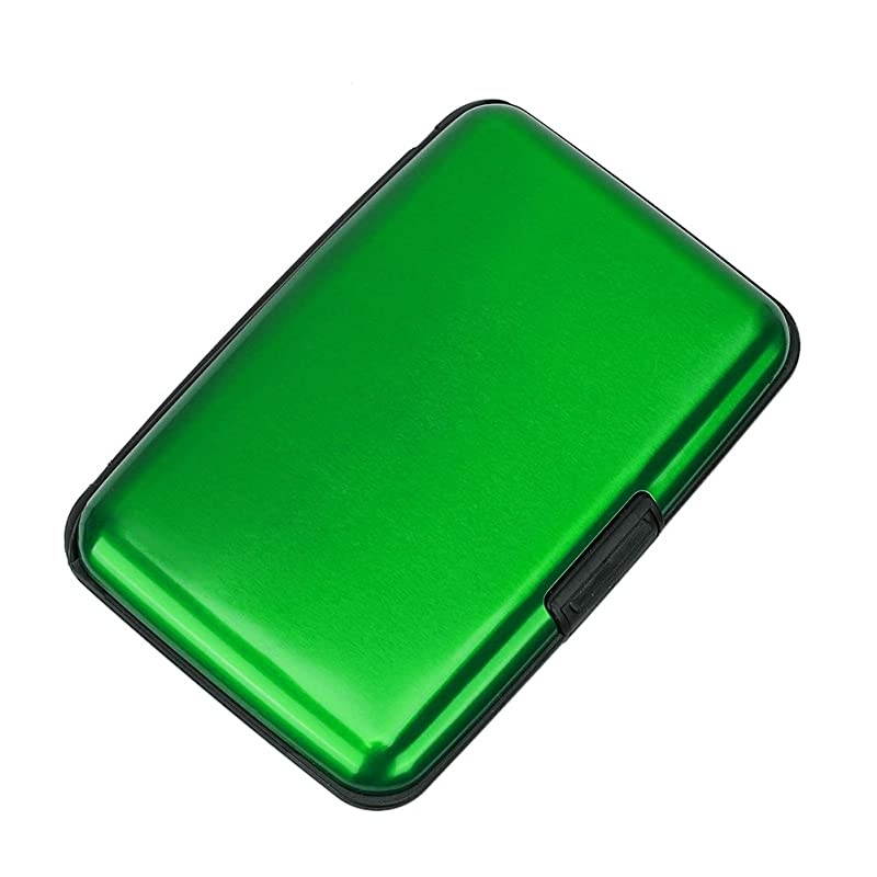 RFID Blocking Credit Card Protector Aluminum ID Case Hard Shell Business Card Holders Metal Wallet for Men or Women green
