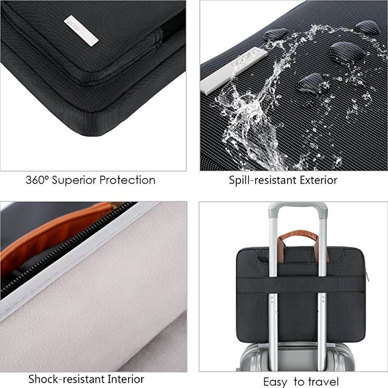 360&deg; Protective Laptop Shoulder Bag Sleeve Case for 13 Inch New MacBook Air | MacBook Pro Touch Bar 20162020 | Surface Book 3 2 | MacBook Pro Retina 20122015 | 13 HP Acer ASUS Computer Black
