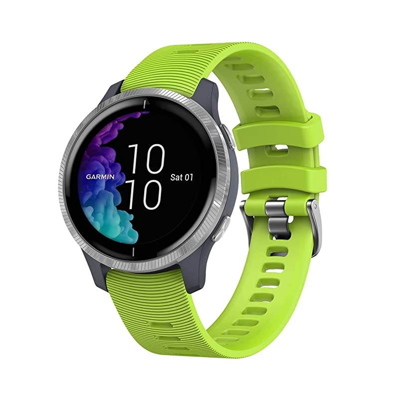 Garmin Venu GPS Smartwatch with AMOLED Display and Included  3 Straps Bundle (Granite Blue/Silver, Lime/Orange/Pink)