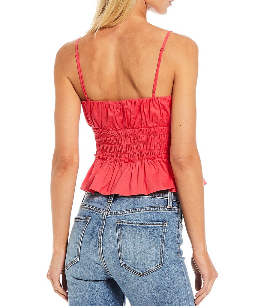 WAYF Sweetheart Neck Smocked Waist Sleeveless Cami Top
