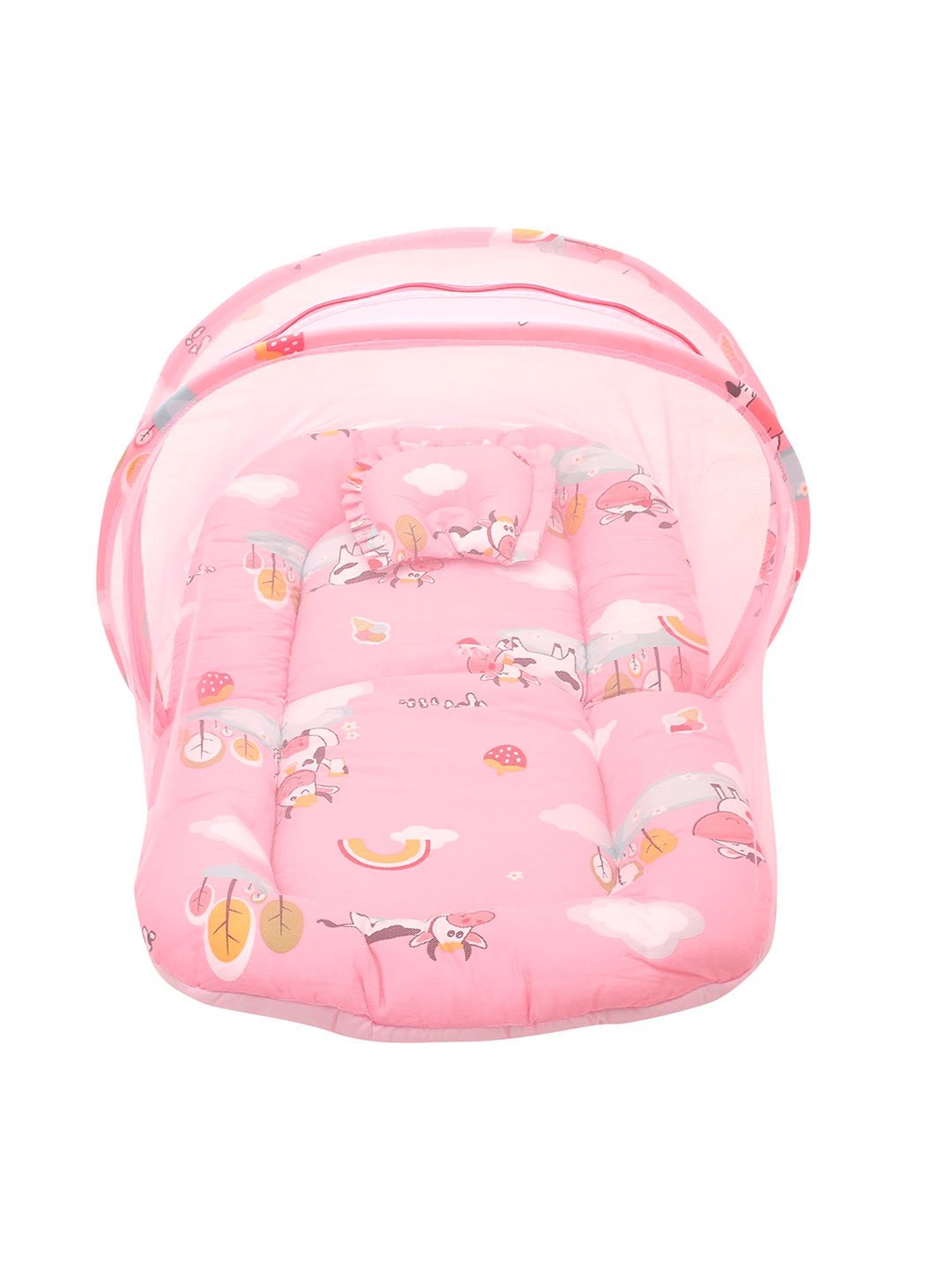 Baby Moo Tent Mattress Set with Neck Pillow Milkaholic Peach