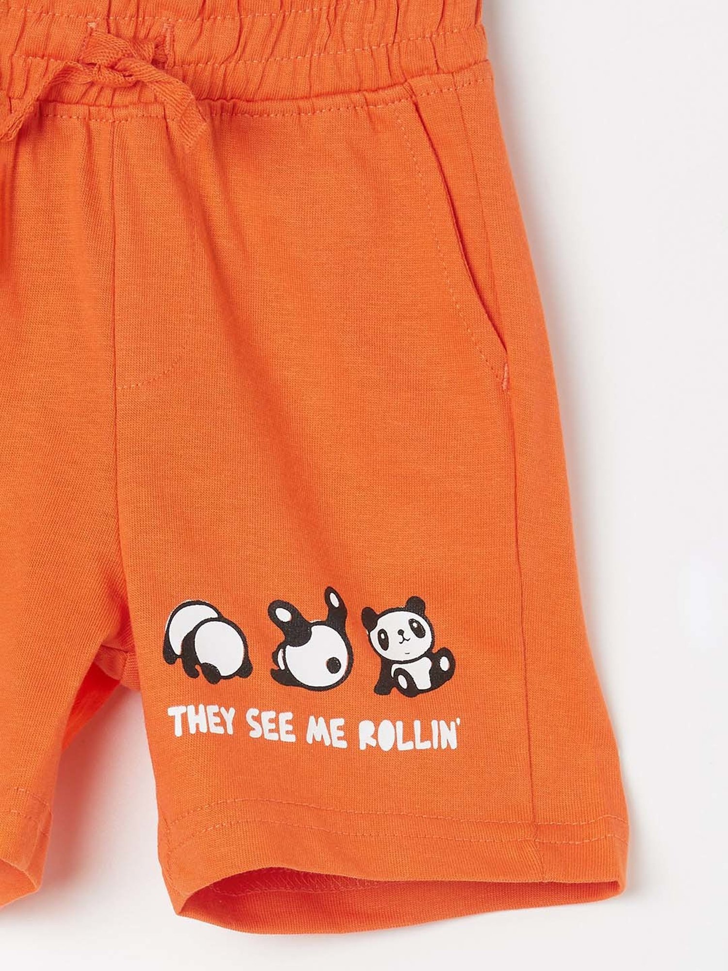 Juniors by Lifestyle Orange Cotton Printed Shorts