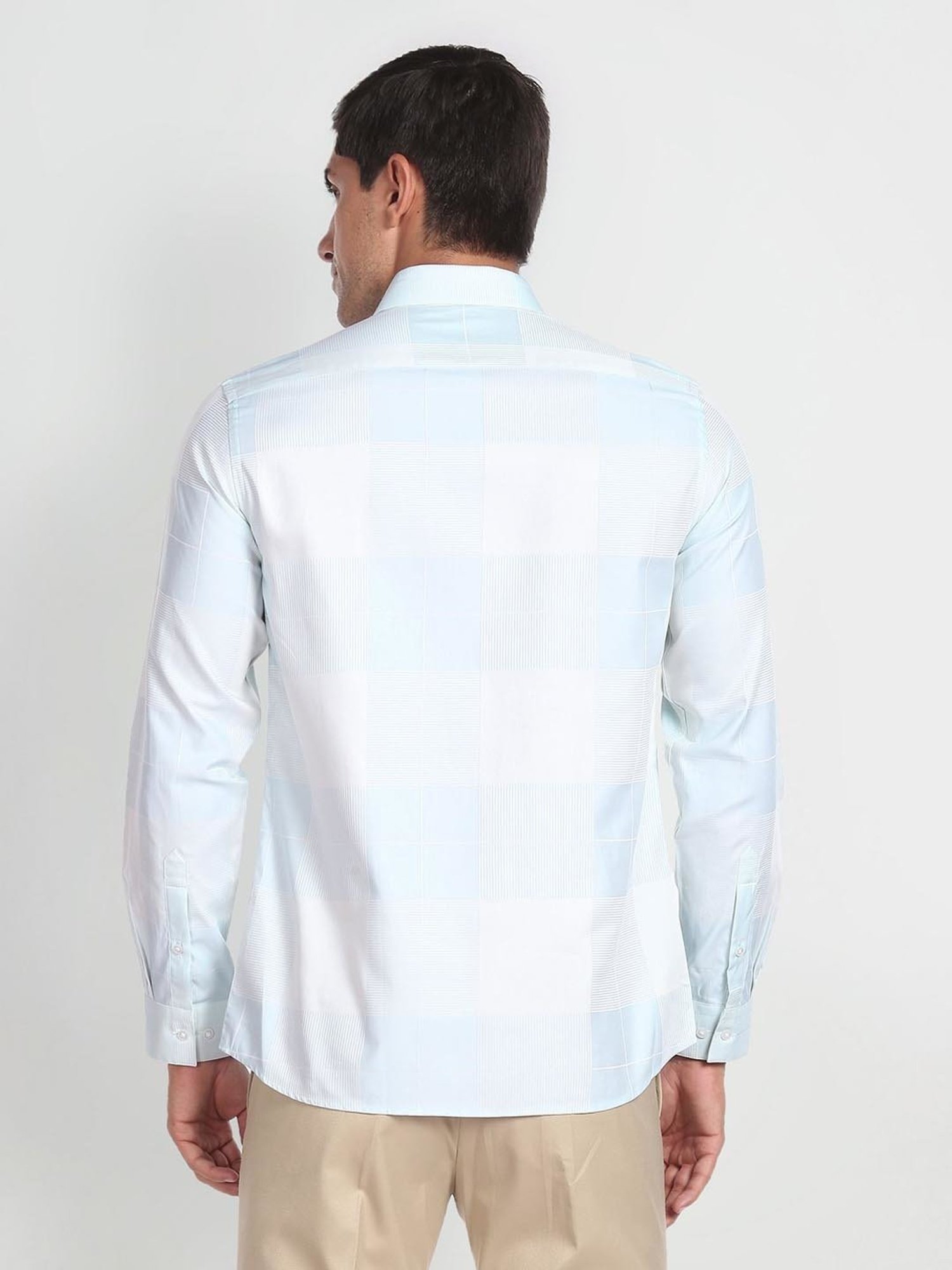 Arrow New York Blue Cotton Slim Fit Checks Shirt