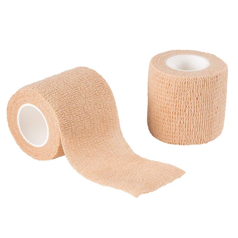 Juvale 12 Pack Self Adhesive Bandage Wraps, Cohesive Tape, Tan Brown, 2 In x 5 Yard