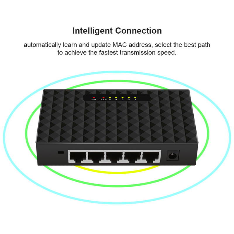 Weastlinks 5 Port Gigabit Switch Ethernet Smart Switcher High Performance 1000Mbps Ethernet Network Switch RJ45 Hub Internet Splitter